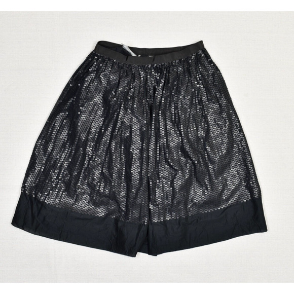 NEW Talbots Women A Line Skirt Sequin Zip Cotton Black Size 6 - Picture 1 of 8